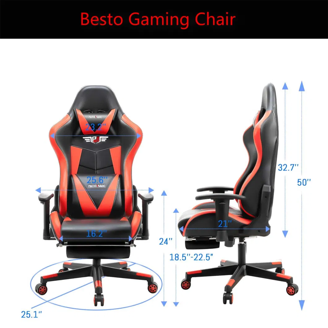 China Office Furniture Modern Gaming Chair Factory Wholesale Leather Reclining Gamer Chair LED Light Bar Racer RGB Gaming Chair